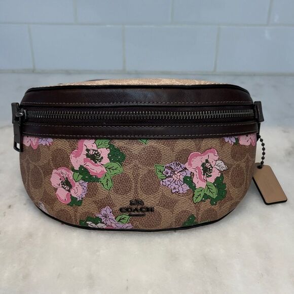 Coach Purse Leather Floral Bethany Belt Bag Signature Canvas Blossom Print NWOT - Picture 2 of 16